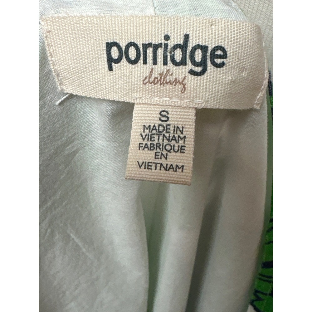 Porridge Clothing Green Floral Mini Dress Linen Blend Cottagecore Size S - Picture 7 of 12